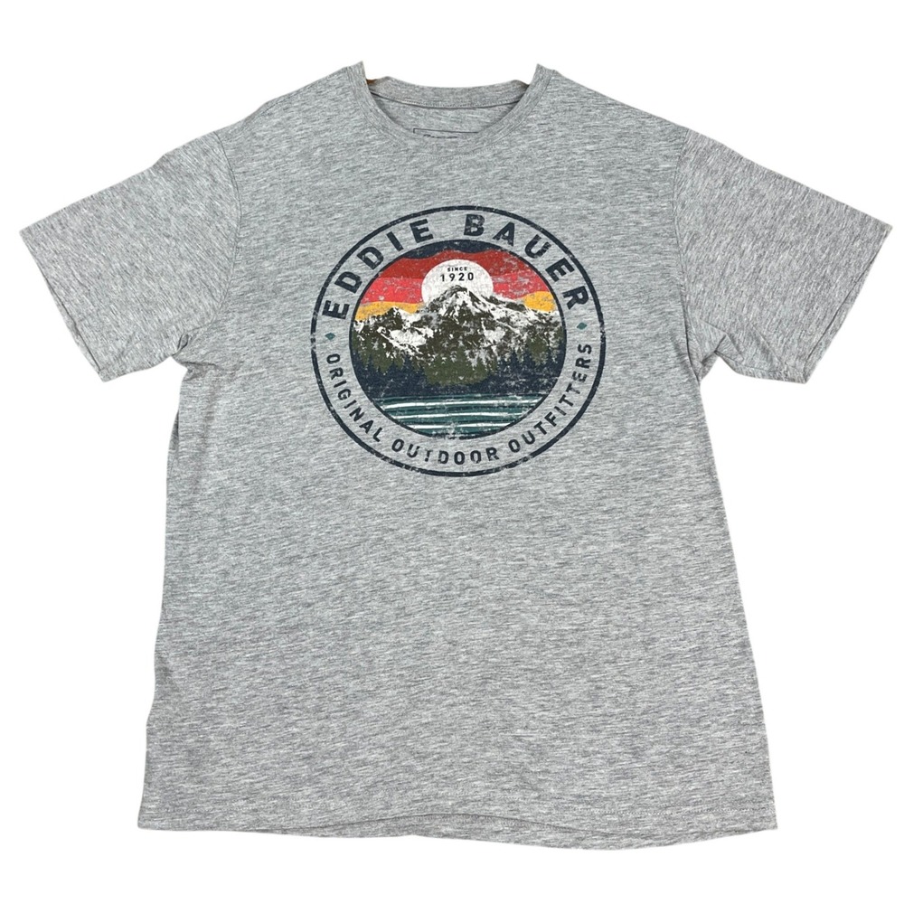 Eddie Bauer T-Shirt‎ Mens Medium Gray Heathered Short Sleeve Outdoor Outfitters